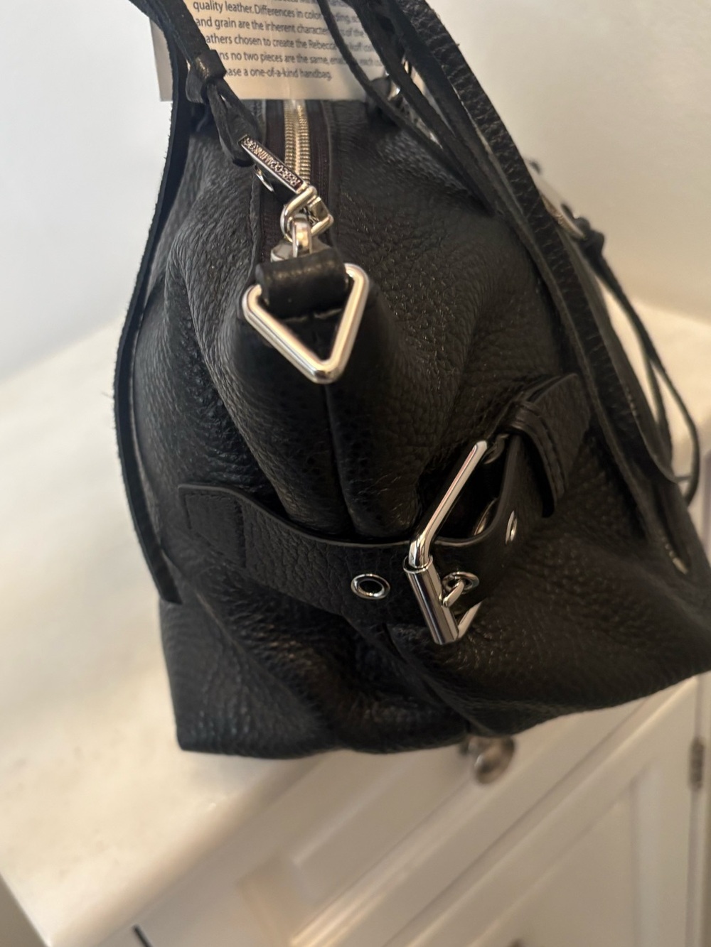 Rebecca Minkoff Moto Satchel Tote Black Pebbled Leather NWT MSRP $335 - Picture 9 of 15
